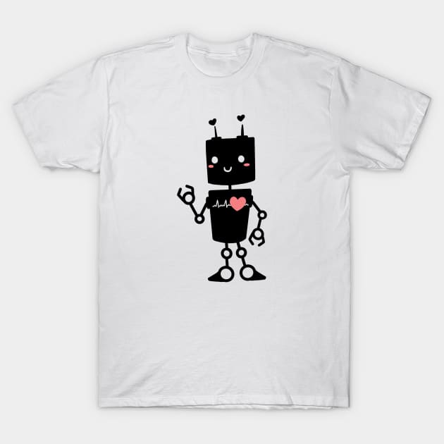 Lovebot black T-Shirt by Artbysusant 